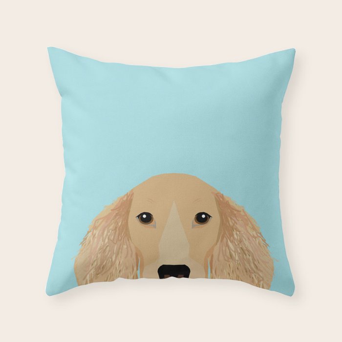 Long Haired Dachshund cream coat cute pet portraits custom dog breed art Throw Pillow Gallery Image 6