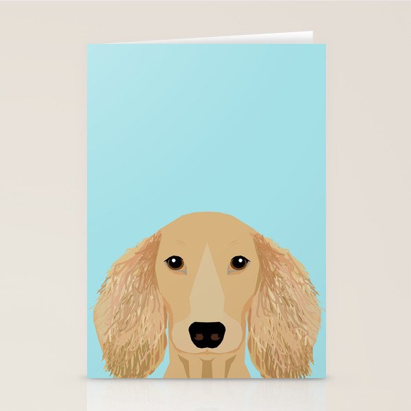 Long Haired Dachshund cream coat cute pet portraits custom dog breed art Stationery Card Gallery Image 2