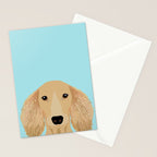 Long Haired Dachshund cream coat cute pet portraits custom dog breed art Stationery Card Gallery Image 2