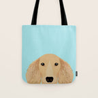 Long Haired Dachshund cream coat cute pet portraits custom dog breed art Tote Bag Gallery Image 1
