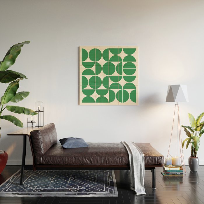 Mid Century Modern Geometric 04 Green Wood Wall Art Gallery Image 2