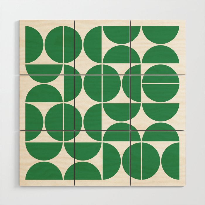 Mid Century Modern Geometric 04 Green Wood Wall Art Gallery Image 1