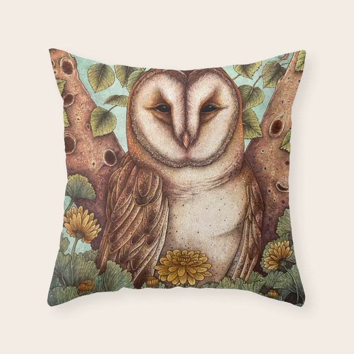 Spring Barn Owl Throw Pillow Gallery Image 6