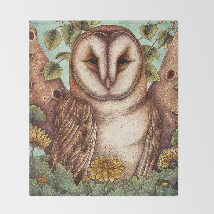 Spring Barn Owl Throw Blanket Gallery Image 2