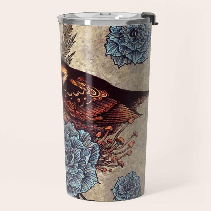 Bird Blue Roses Travel Mug Gallery Image 2