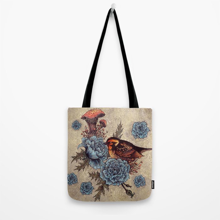 Bird Blue Roses Tote Bag Gallery Image 2