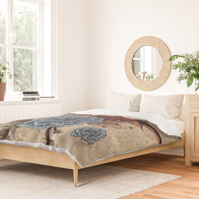 Bird Blue Roses Duvet Cover Gallery Image 2