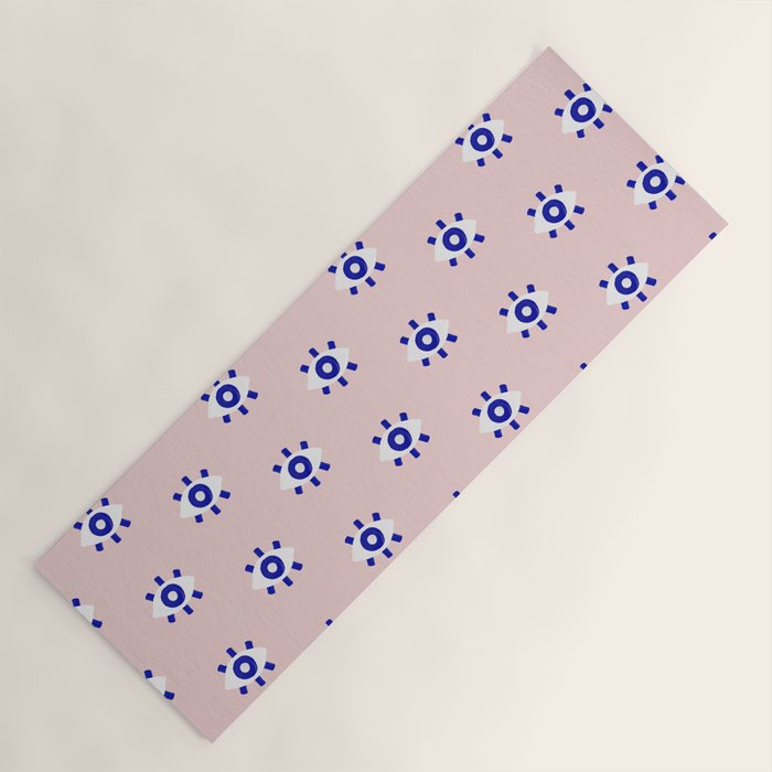 Evil Eye Dots - Navy & Blush Palette Yoga Mat Gallery Image 1