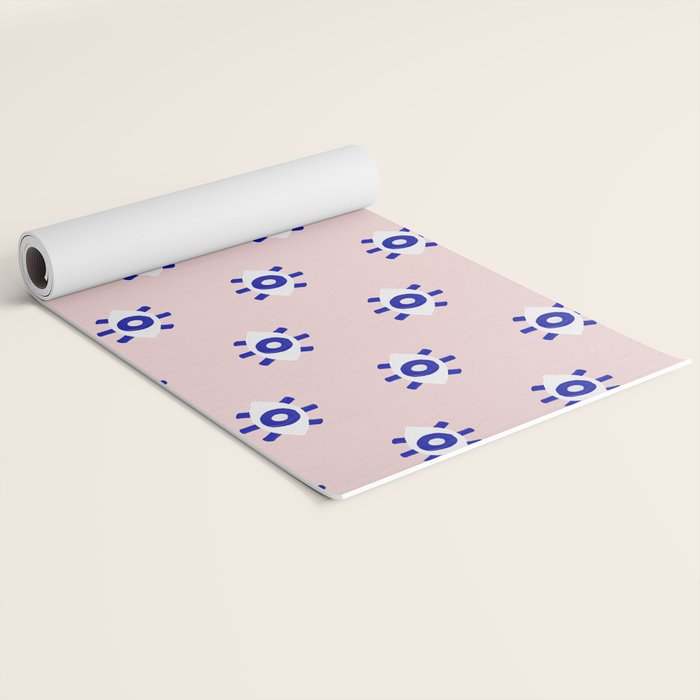 Evil Eye Dots - Navy & Blush Palette Yoga Mat Gallery Image 2