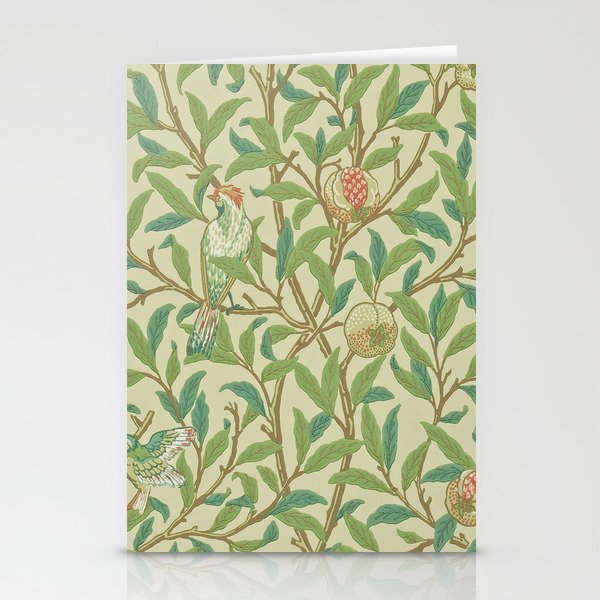 William Morris Bird & Pomegranate Bayleaf and Cream Stationery Card Gallery Image 2