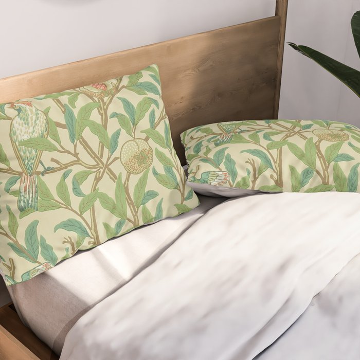 William Morris Bird & Pomegranate Bayleaf and Cream Pillow Sham Gallery Image 2