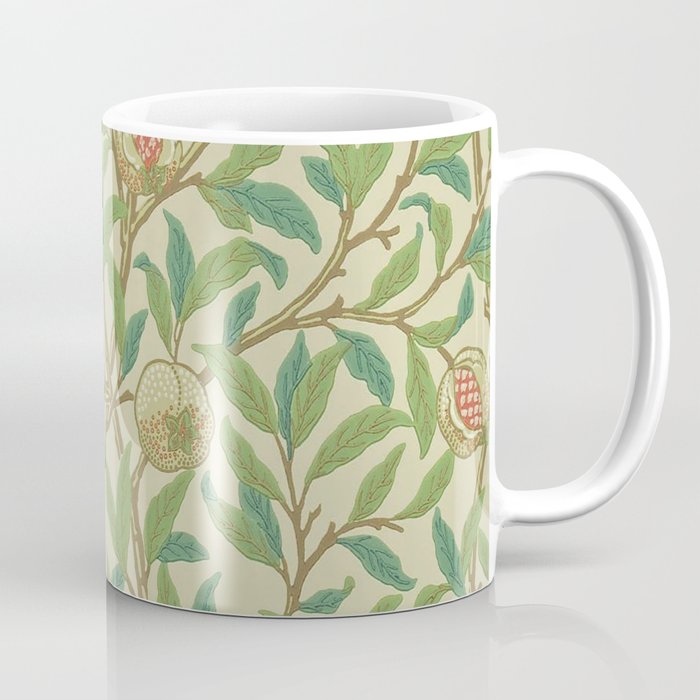 William Morris Bird & Pomegranate Bayleaf and Cream Coffee Mug Gallery Image 1