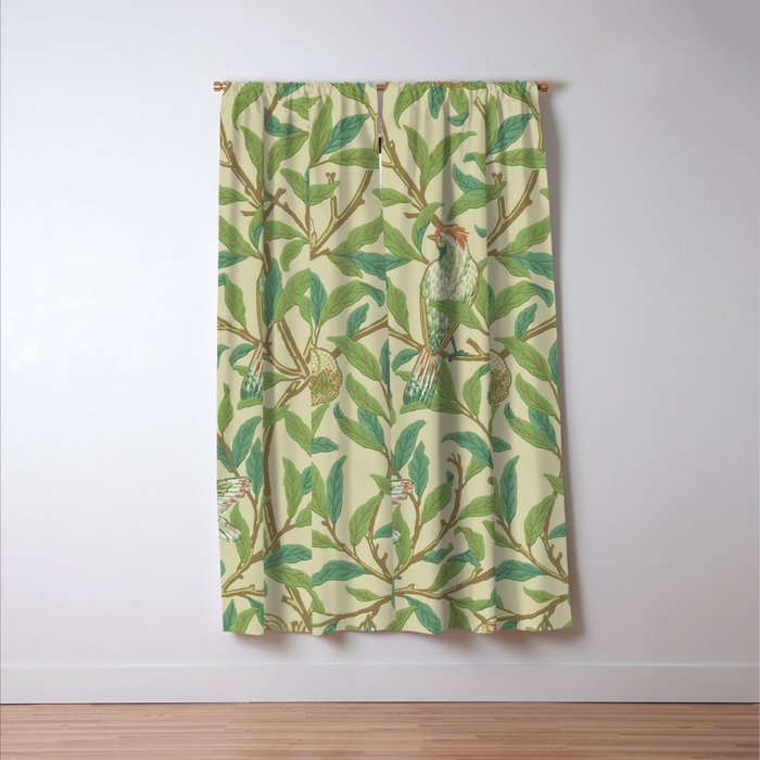 William Morris Bird & Pomegranate Bayleaf and Cream Window Curtain Gallery Image 3