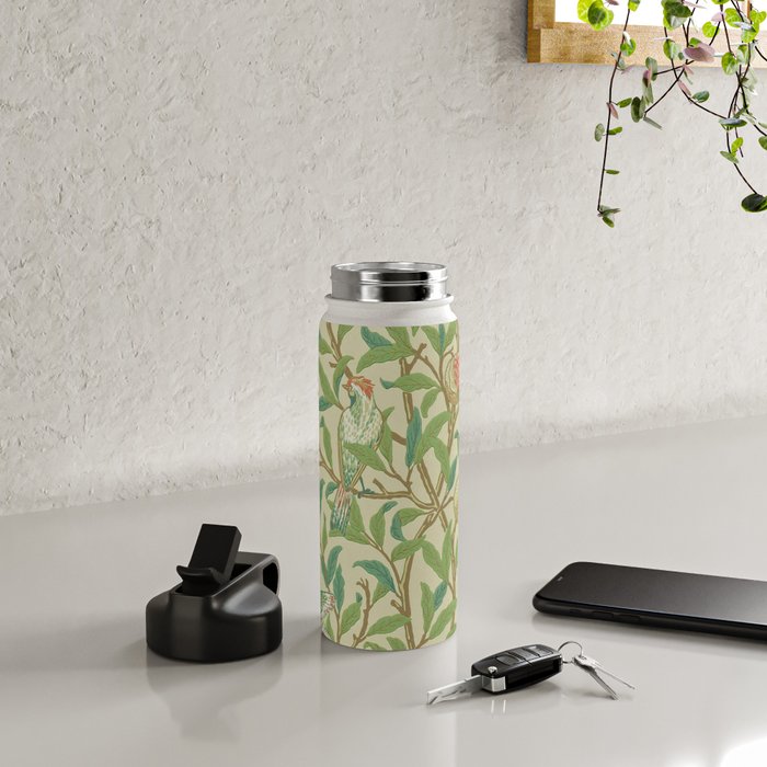 William Morris Bird & Pomegranate Bayleaf and Cream Water Bottle Gallery Image 4