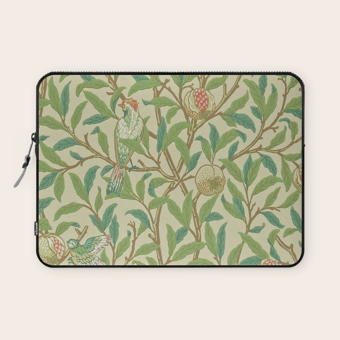 William Morris Bird & Pomegranate Bayleaf and Cream Laptop Sleeve Gallery Image 1