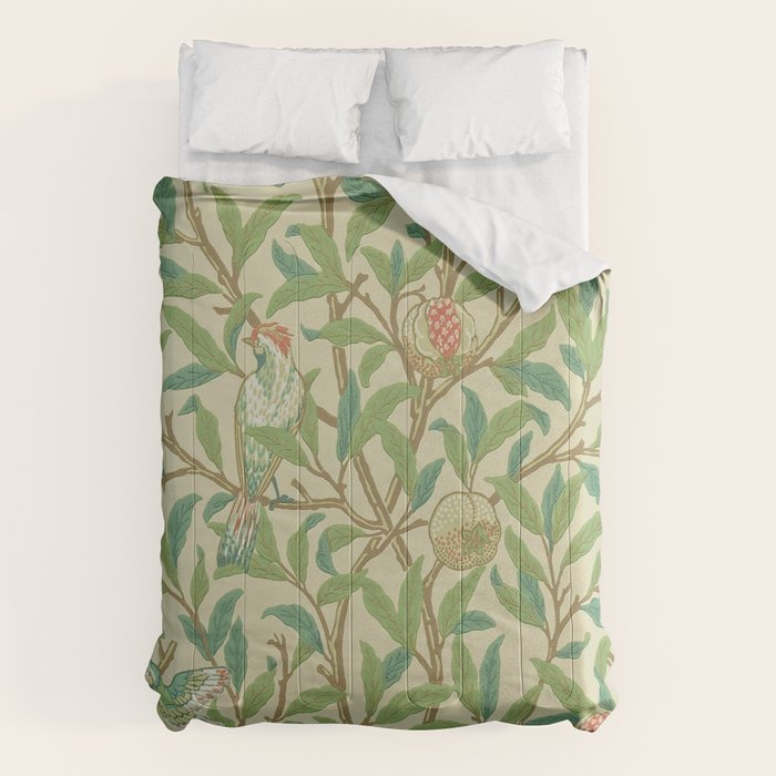 William Morris Bird & Pomegranate Bayleaf and Cream Comforter Gallery Image 1