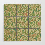 William Morris Bird & Pomegranate Bayleaf and Cream Wood Wall Art Gallery Image 1