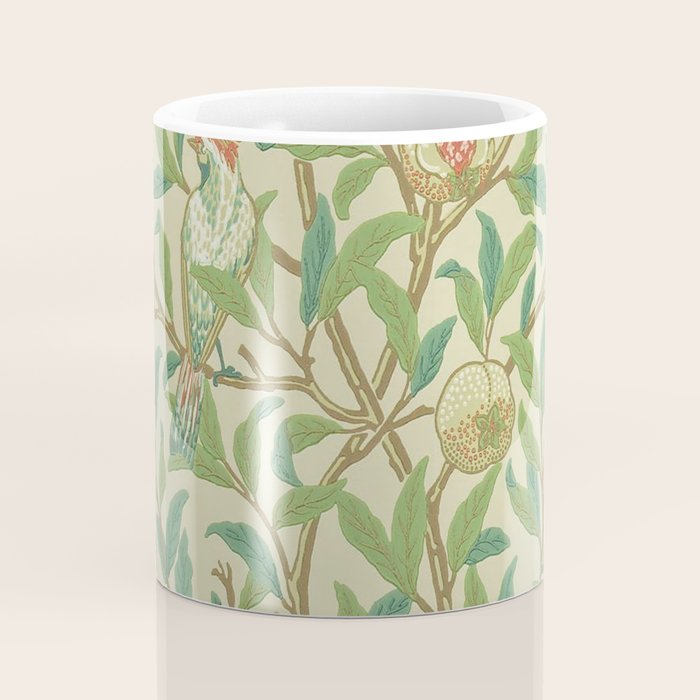 William Morris Bird & Pomegranate Bayleaf and Cream Coffee Mug Gallery Image 4