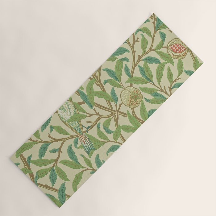 William Morris Bird & Pomegranate Bayleaf and Cream Yoga Mat Gallery Image 1