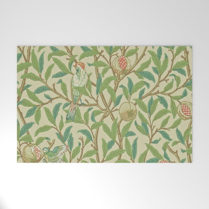 William Morris Bird & Pomegranate Bayleaf and Cream Welcome Mat Gallery Image 1