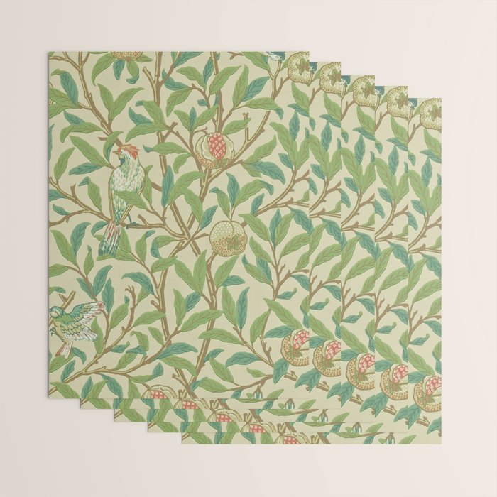 William Morris Bird & Pomegranate Bayleaf and Cream Wrapping Paper Gallery Image 3