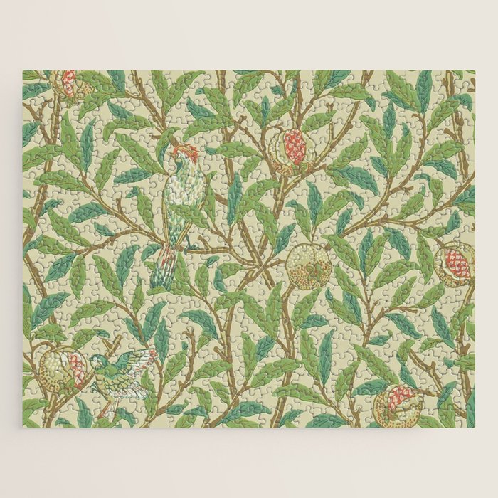 William Morris Bird & Pomegranate Bayleaf and Cream Jigsaw Puzzle Gallery Image 1