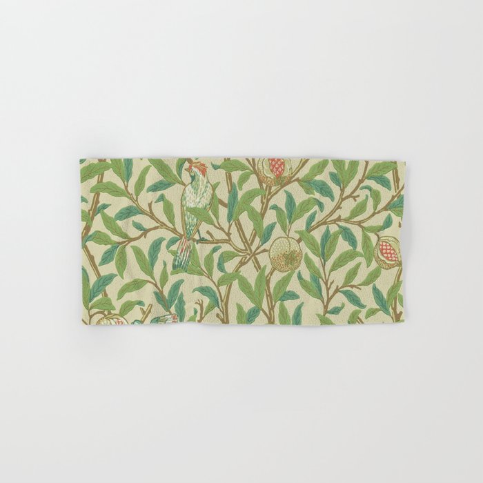 William Morris Bird & Pomegranate Bayleaf and Cream Bath Towel Gallery Image 1