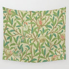 William Morris Bird & Pomegranate Bayleaf and Cream Wall Tapestry Gallery Image 4