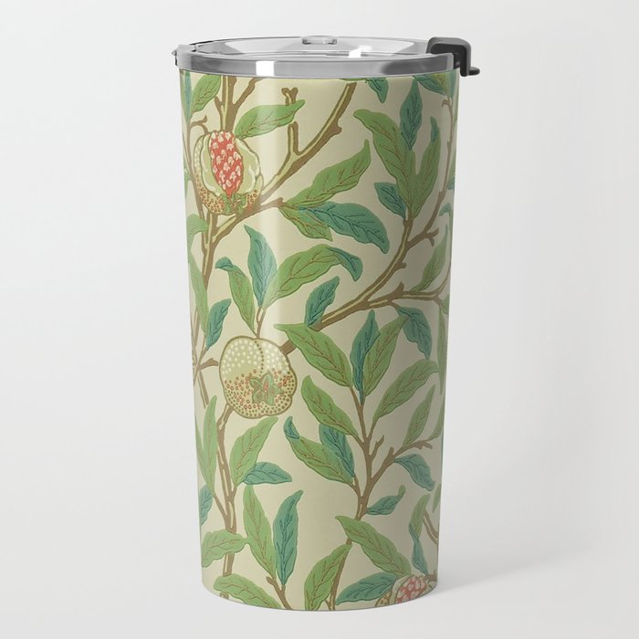 William Morris Bird & Pomegranate Bayleaf and Cream Travel Mug Gallery Image 2