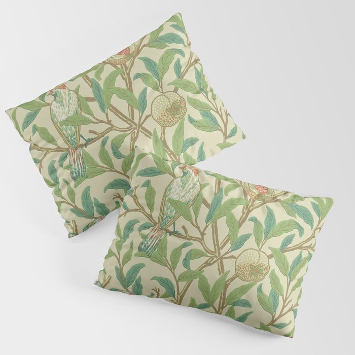 William Morris Bird & Pomegranate Bayleaf and Cream Pillow Sham Gallery Image 3