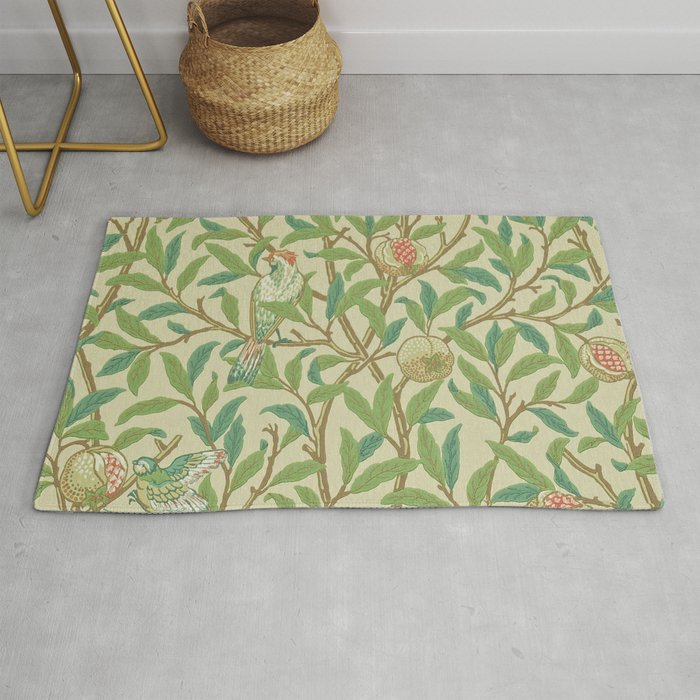William Morris Bird & Pomegranate Bayleaf and Cream Rug Gallery Image 1