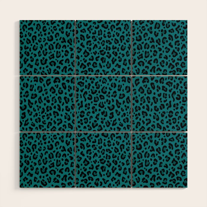 TEAL LEOPARD PRINT â Teal Blue | Collection : Punk Rock Animal Prints | Wood Wall Art Gallery Image 1