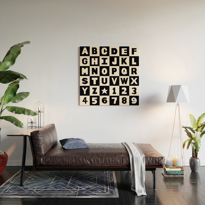 Alphabet Black and White Wood Wall Art Gallery Image 2