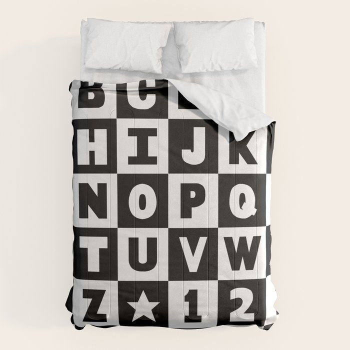Alphabet Black and White Comforter Gallery Image 6