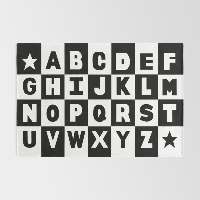 Alphabet Black and White Rug Gallery Image 2