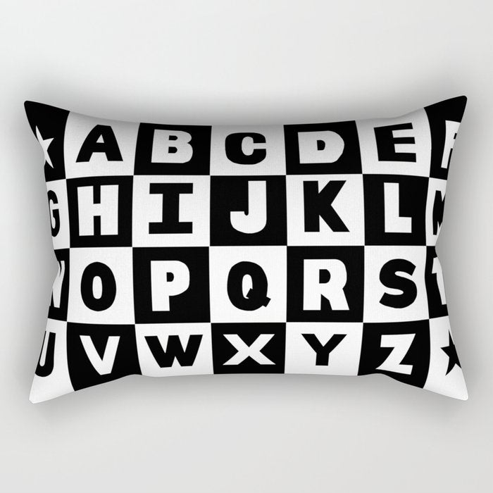Alphabet Black and White Rectangular Pillow Gallery Image 2
