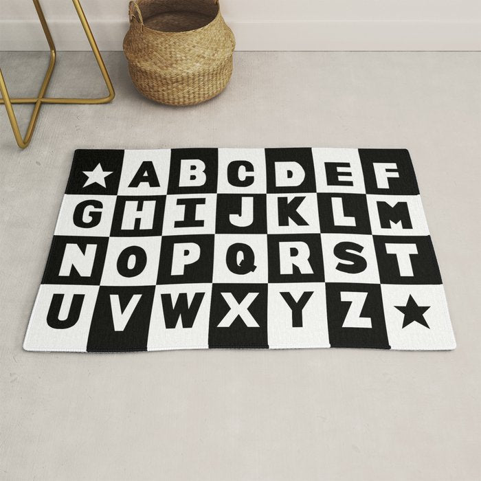 Alphabet Black and White Rug Gallery Image 1