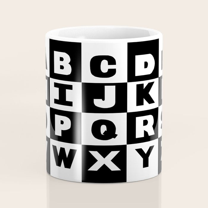Alphabet Black and White Coffee Mug Gallery Image 4