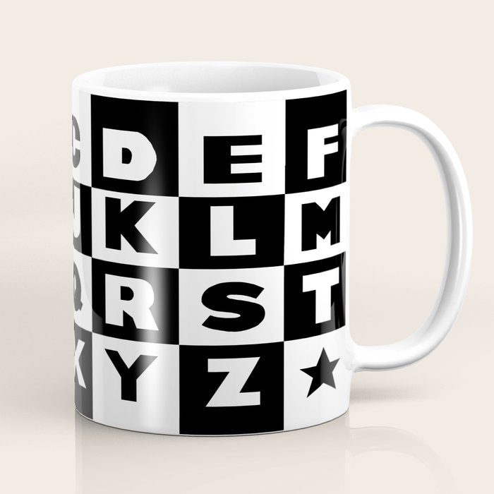 Alphabet Black and White Coffee Mug Gallery Image 1