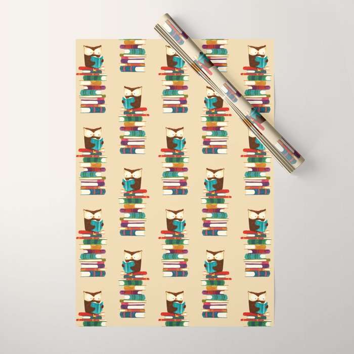 Owl Reading Rainbow Wrapping Paper Gallery Image 1