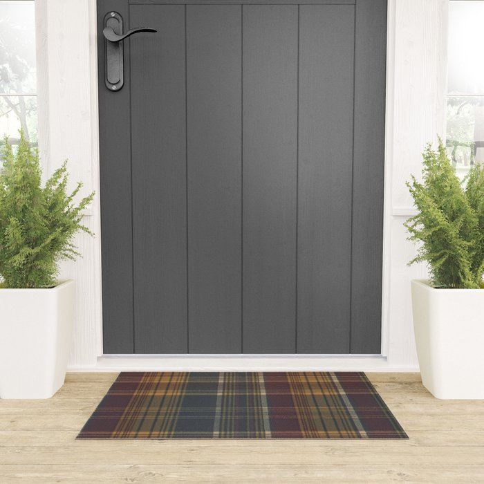 Warm Plaid Pattern Welcome Mat Gallery Image 3