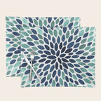 Flower Bloom, Aqua and Navy Placemat Gallery Image 1