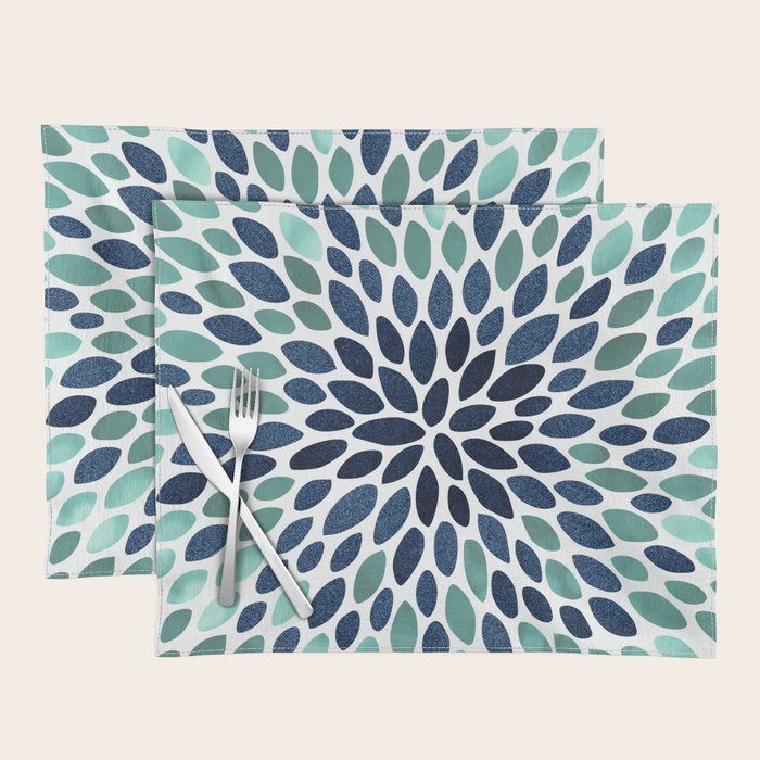 Flower Bloom, Aqua and Navy Placemat Gallery Image 1