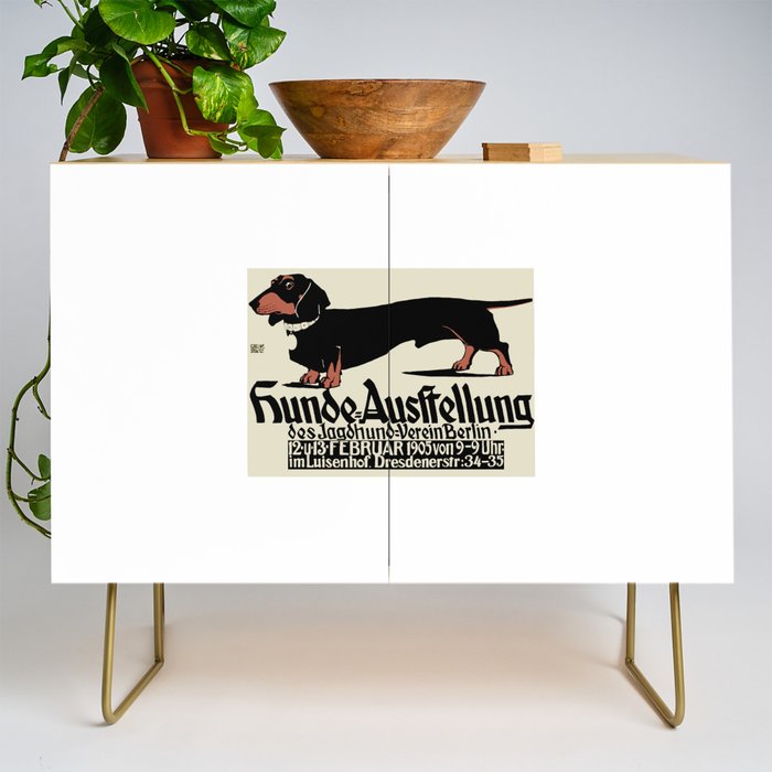1905 German Dog Show Dachshund Poster Credenza Gallery Image 1