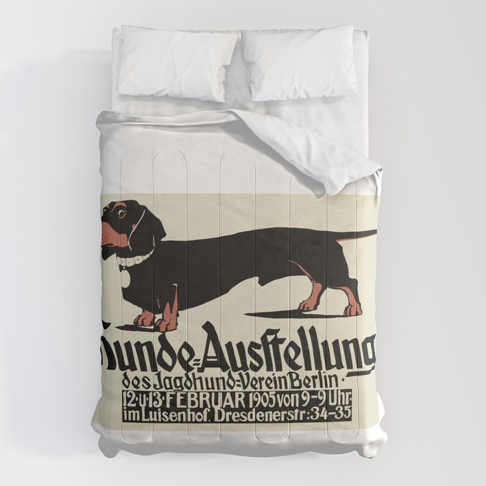 1905 German Dog Show Dachshund Poster Comforter Gallery Image 6