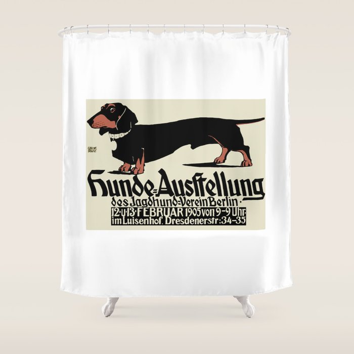 1905 German Dog Show Dachshund Poster Shower Curtain Gallery Image 1