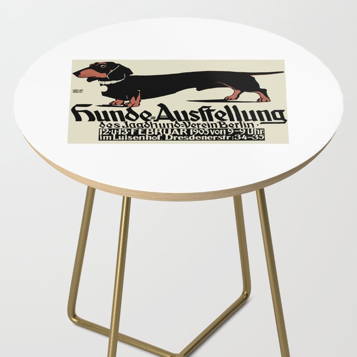 1905 German Dog Show Dachshund Poster Side Table Gallery Image 2