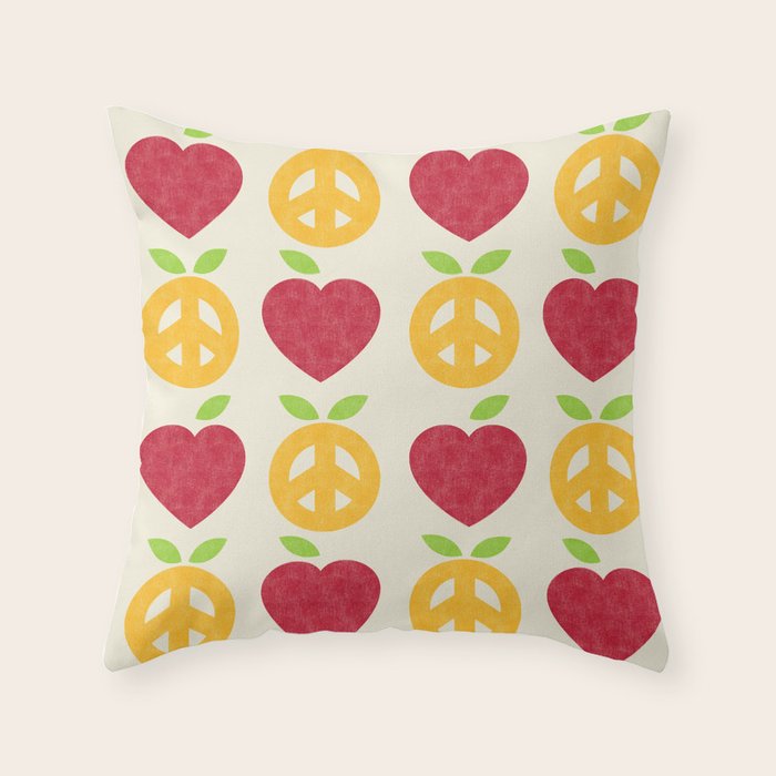Apple and Orange - Love and Peace Throw Pillow Gallery Image 1