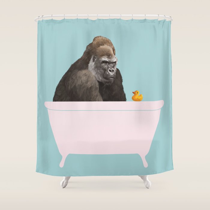 Gorilla in Bathtub Shower Curtain Gallery Image 1