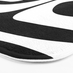 Mid Century Modern Black and White Piquet Abstract Pattern Bath Mat Gallery Image 3